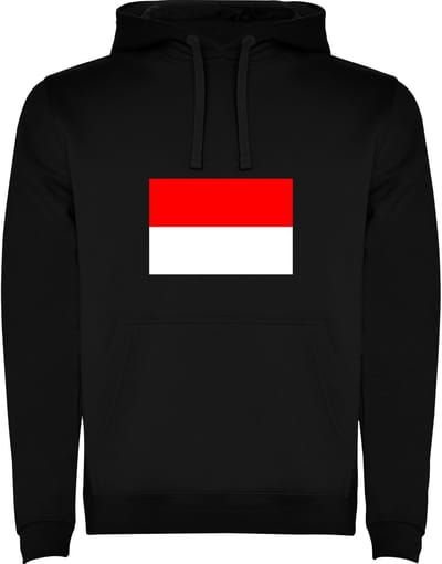 Zwarte Hoodie met Wereldse vlag land Indonesie Full Color Maat M