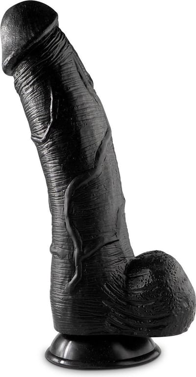 Mr Cock - Hammer - Dildo met balzak - Zuignap - Waterdicht - Flexibel - Zwart - 30cm