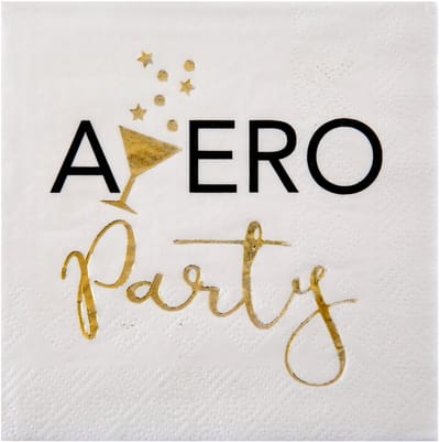 SANTEX - 20 kleine papieren servetten "apero party" wit en goud 25 x 25 cm tafeldecoratie