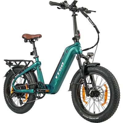 TTGO F8 Koolstofvezel Elektrische Fiets, 48V 18Ah Verborgen Batterij groen