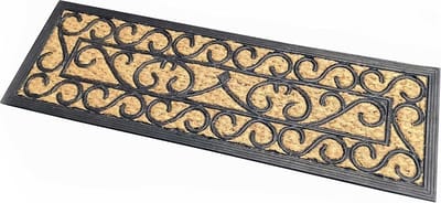 Homescapes Sierlijke kokosnootdeurmat met rubberen antislip