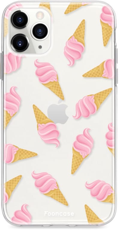 Fooncase Hoesje Geschikt voor iPhone 11 Pro - Shockproof Case - Back Cover / Soft Case - Ice Ice Baby / Ijsjes / Roze ijsjes