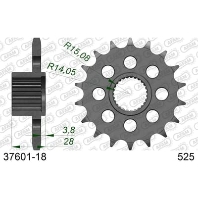 Stalen motortandwiel voor Afam 525 18 dents