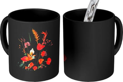 Magische Mok - Foto op Warmte Mokken - Koffiemok - Schaal - Boeket - Bloemen - Magic Mok - Beker - 350 ML - Theemok