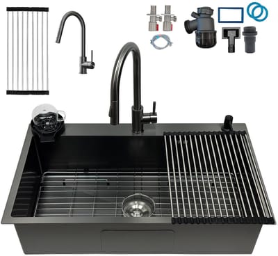 Dailygoods- Keuken Spoelbak 80 x 50 cm - RVS - 1 Kom - Gootsteen met 3 Gaten - Anti-condensatie Coating - Eenvoudige Installatie