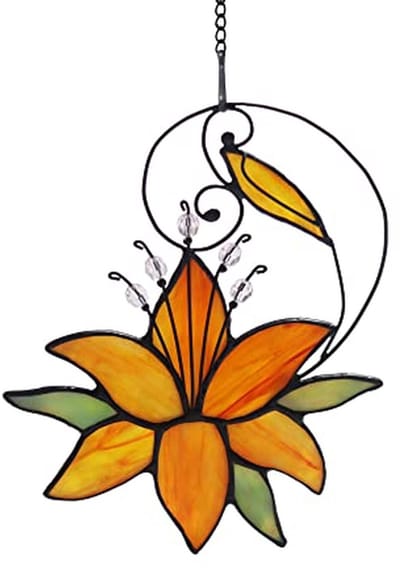 Oranje tijgerlelie suncatcher - Uniek glazen raamdecoratie cadeau voor vrouwen