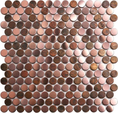 Koperen Penny Tegels - Ronde Mozaïek - Keuken Backsplash - Antieke Bronzen Afwerking - 5 Vel - Penny Koper