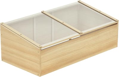 Famanu - Houten Koude Kas en Plantenkastsysteem voor Tuin en Balkon - 100 x 50 x 35 cm, Natuurlijk Spar, PC-Plaat