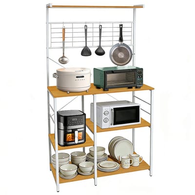 PIPIPOXER- Keukenkast – Keukenrek Staand – Magnetronkast – Apothekerskast – Organizer – Metaal – Hout – 90 x 40 x 168cm – Kleur van walnoothout