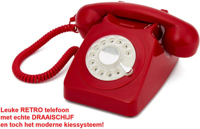 Vaste telefoon - retro - met draaischijf - toonkiezend - rood