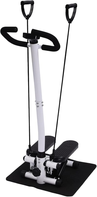 Mini Stepper - Fitness Machine - Thuis Trainen - Met Weerstandsbanden - 150 kg capaciteit - Zwart