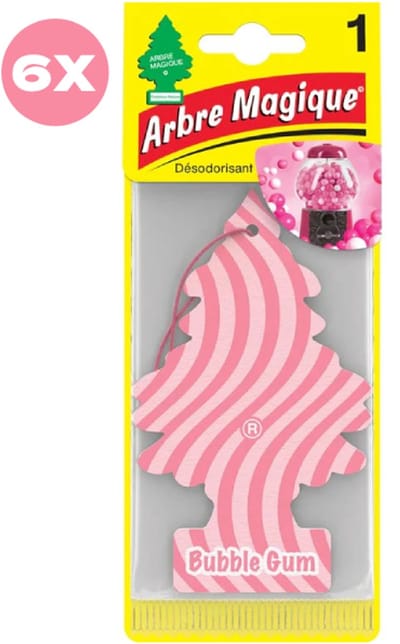 6 stuks Bubble Gum Arbre Magique Geurboom Luchtverfrisser voor in de auto – Car Parfum – Geurboompje – Geurbooster – Wonderboom – Geurverfrisser – Nieuwe Auto – Autogeur – Autoparfum – Geurblad - Zomer Fris