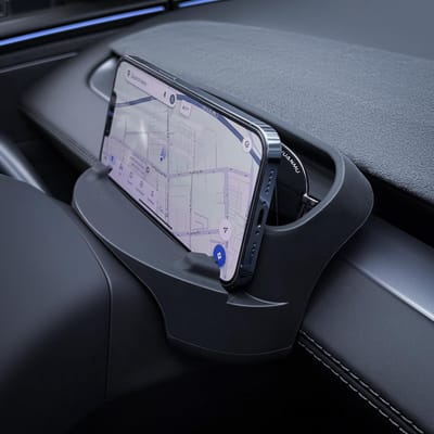 Namajunas - Opbergdoos voor Stuurwiel voor Tesla Model Y 2025 & Model 3 （2024-2025） – Mobiele Telefoonhouder & Organizer – Zonnebrilhouder & Brillenetui – Accessoires voor Model 3/Y – 4 in 1 Opbergoplossing - Auto Accessoires -voor Tesla Accessoires
