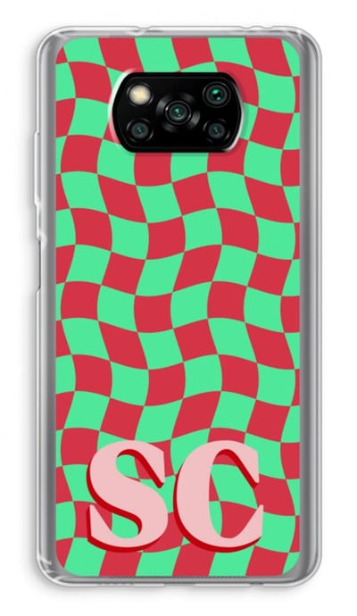 Gepersonaliseerd - Case Company® - Hoesje geschikt voor Poco X3 Pro hoesje - Grid Monogram - Soft Cover Telefoonhoesje - Bescherming aan alle Kanten en Schermrand