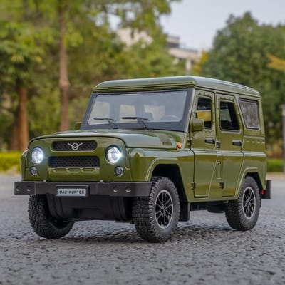 1:18 Uaz Hunter Legering Auto Model Diecasts Metaal Off-Road Voertuigen Auto Model Hoge Simulatie Geluid Licht Verzameling Speelgoed Cadeau gray
