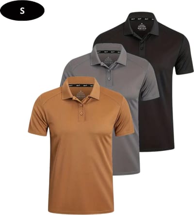 Livano Golf Shirt Heren - T-shirt - Golfkleding - Golfen - Golf Accessoires - Polo Shirt - Zwart & Grijs & Beige - Maat S