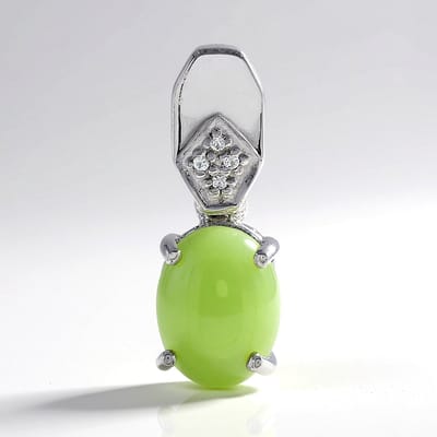 Cavill - Zilveren hanger 925 Sterling met 0,97 ct Keizerlijk Chrysopraas ovaal en 0,016 ct witte Topaas - elegant 19x7 mm dames sieraad