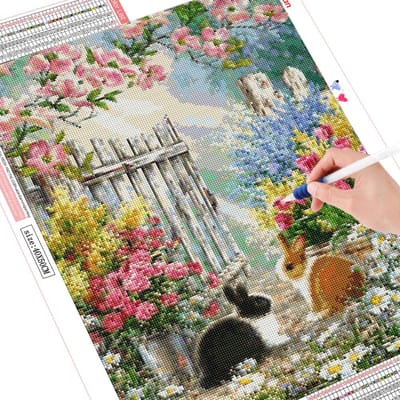 Peinture diamant Lapin, point de croix, mosaïque diamant, paysage, broderie diamant carré complet 20X30CM gray