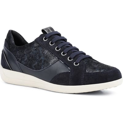 Geox Myria Suede Damessneakers In Marineblauw/Blauw