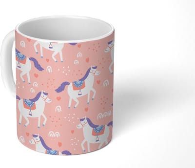 Mok - Koffiemok - Paard - Hart - Patronen - Mokken - 350 ML - Beker - Koffiemokken - Theemok