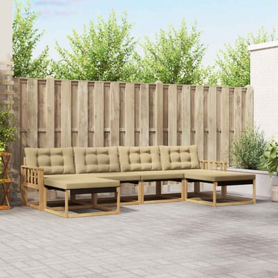 vidaXL - Buiten - bank - set - 6 - st - Wit - en - Beige