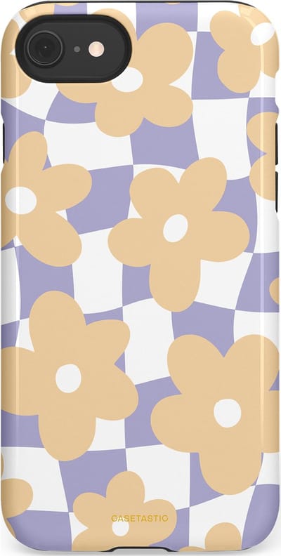 Casetastic hoesje geschikt voor Apple iPhone SE / Apple iPhone 7 / Apple iPhone 8 - Dubbellaagse bescherming - Madeliefjes feest - Fashion Case - Zand Wit Lila Zilver