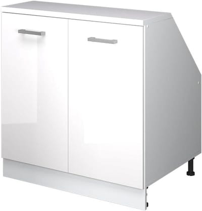 Keukenkast Schuin Dak - Hoekkast - Ruimte Optimaliseren - Extra Opbergruimte - 80 cm Breed - Wit Hoogglans