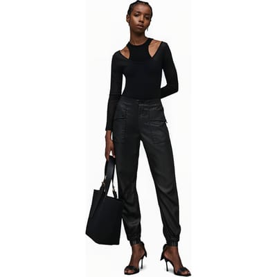 AllSaints Val Coated Trouser Black Size: W31 | Leather Pants Outlet | Dames | Zwart