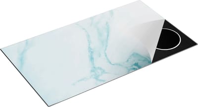 Chefcare Inductie Beschermer Lichtblauwe Marmer - Blauw - 95x50 cm - Afdekplaat Inductie - Kookplaat Beschermer - Inductie Mat