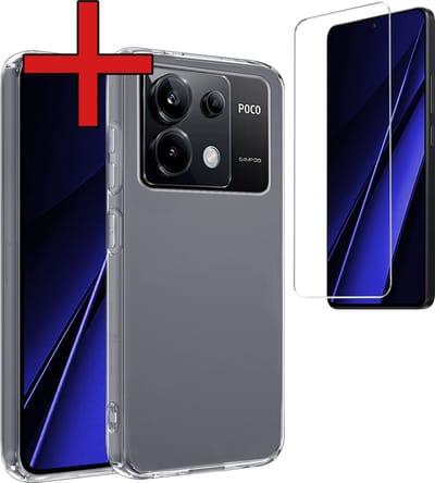 Hoesje - Met Screenprotector - Geschikt voor Xiaomi Poco X6 5G - Sterk & Shockproof - Telefoon Hoes - Back Cover - Siliconen Case - Telefoonhoes - Transparant
