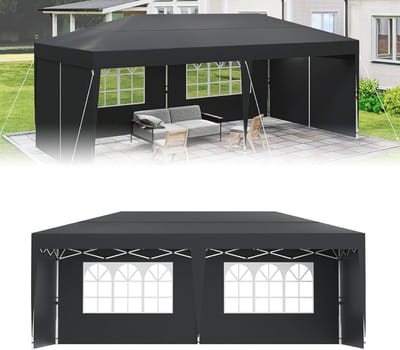 Inklapbare Partytent - Tuinpaviljoen Gazebo - Feesten en Evenementen - Waterdicht UV-Bestendig - 6x3 Meter - Antraciet