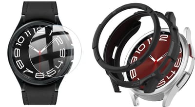 Strap-it bundel van Case en Screenprotector - Zwart & Transparant - Geschikt voor Samsung Galaxy Watch 6 Classic 47mm - Bescherming hoesje met bezel ring en glas screen - Schokbestendige smartwatch case - 360 graden bescherming
