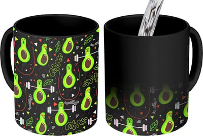 Magische Mok - Foto op Warmte Mokken - Koffiemok - Avocado - Fitness - Patronen - Magic Mok - Beker - 350 ML - Theemok