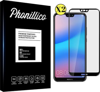 Screenprotector voor Huawei P20 Lite - 2 stuks Beschermglas van glas Transparante glazen schermbeschermfolie met zwarte randen