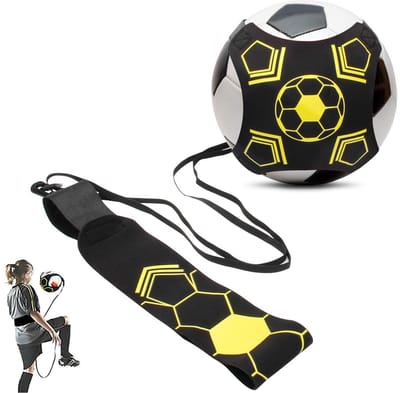 Ynkkvre - Solo Voetbaltrainer – Voetbaltrainer – Voetbaltraptrainerband – Voetbaltrainingsset – Voetbalvaardigheidstrainer – Voetbaltrainingsriem – Verstelbare 1,5-3,5m Band – Geschikt voor Voetbalmaat 3/4/5 – 4 Klittenbandsluitingen
