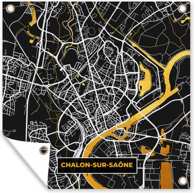 Tuin poster Frankrijk – Plattegrond – Kaart – Chalon-sur-Saône– Stadskaart - 200x200 cm - Tuindoek