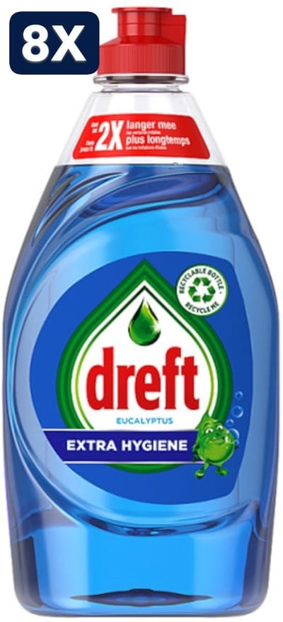 8 x Dreft Afwas - 430ml - extra hygiene - eucalyptus