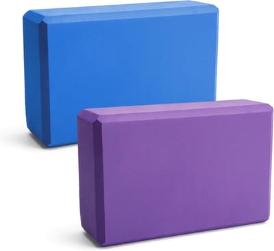 Yogablokken Set van 2 - Dicht EVA-Schuim - Antislip - Lichtgewicht - Paars/Blauw