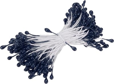 3mm Dubbele Hoofden Bloem Stamens - 150 Stuks Kunstmatige Bloem Stamens voor DIY Kerstkaarten en Bruiloft Decoratie, Donkerblauw