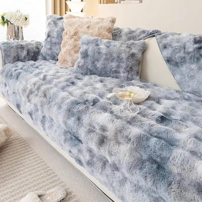 Pluche Bankhoes voor Woonkamer Warme Winter Bankhanddoek Universele Antislip Bankmat Bankdeken Bankkussen Verdikken Konijn 1pc 30x50 pillowcase