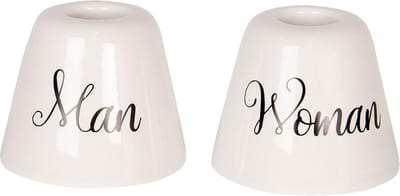 Clayre & Eef Tandenborstelhouder Wit Keramiek Man Woman Tandenborstel Houder