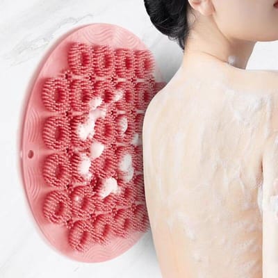 Siliconen Rugschrobber Badborstel Rugmassage Zuignap Rugschrobber Stok Rond Badkamer Antislip Voetmassage Sterke Zuigkracht Antislip