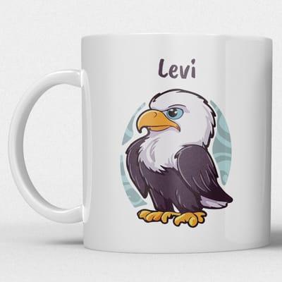 kindermok\kinderbeker | gepersonaliseerd met naam | met adelaar | wit | Schattige illustraties