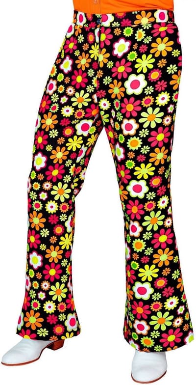 Jaren 70 broek flowers heren