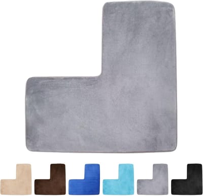 L-vormige badmat - Badkamer, nachtkastje, bank, woonkamer Absorberend zacht tapijt - Antislip voetmat - Tapijt doucheruimte - Woondecoratie hoekbadmat - Grijs