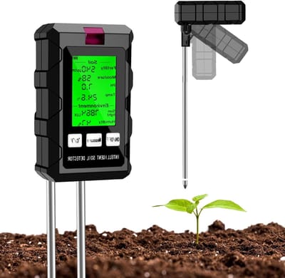 Multifunctionele 6-in-1 Bodentestmeter voor pH, Vochtigheid, Temperatuur en Lichtintensiteit voor Tuin en Plantenzorg