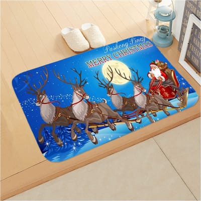 Kerstmat - Kerst vloerkleed - Christmas vloerkleed - Antislip - 60 x 90cm - Blauw