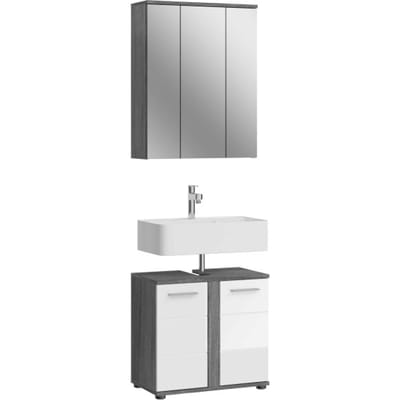 Blake badkamercombinatie wit hoogglans MDF TZ rookzilver NB - 34x64x191cm