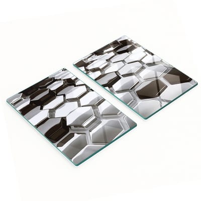 Set van gehard glazen snijplanken met 3D-print, 2x40x52 cm
