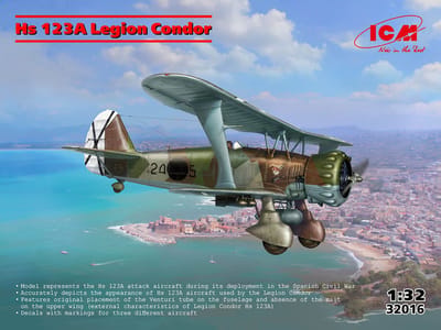 ICM Modelbouwpakket Vliegtuigen - 32016 Henschel Hs 123A-1 Legion Condor - Spaans Burgeroorlog - Propellervliegtuig Plastic - 1:32 - Modelbouw